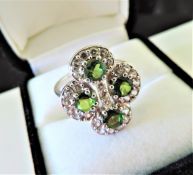 Sterling Silver 3.15 ct Green Tourmaline & White Sapphire Ring