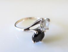 Sterling Silver Sapphire & White Topaz Ring