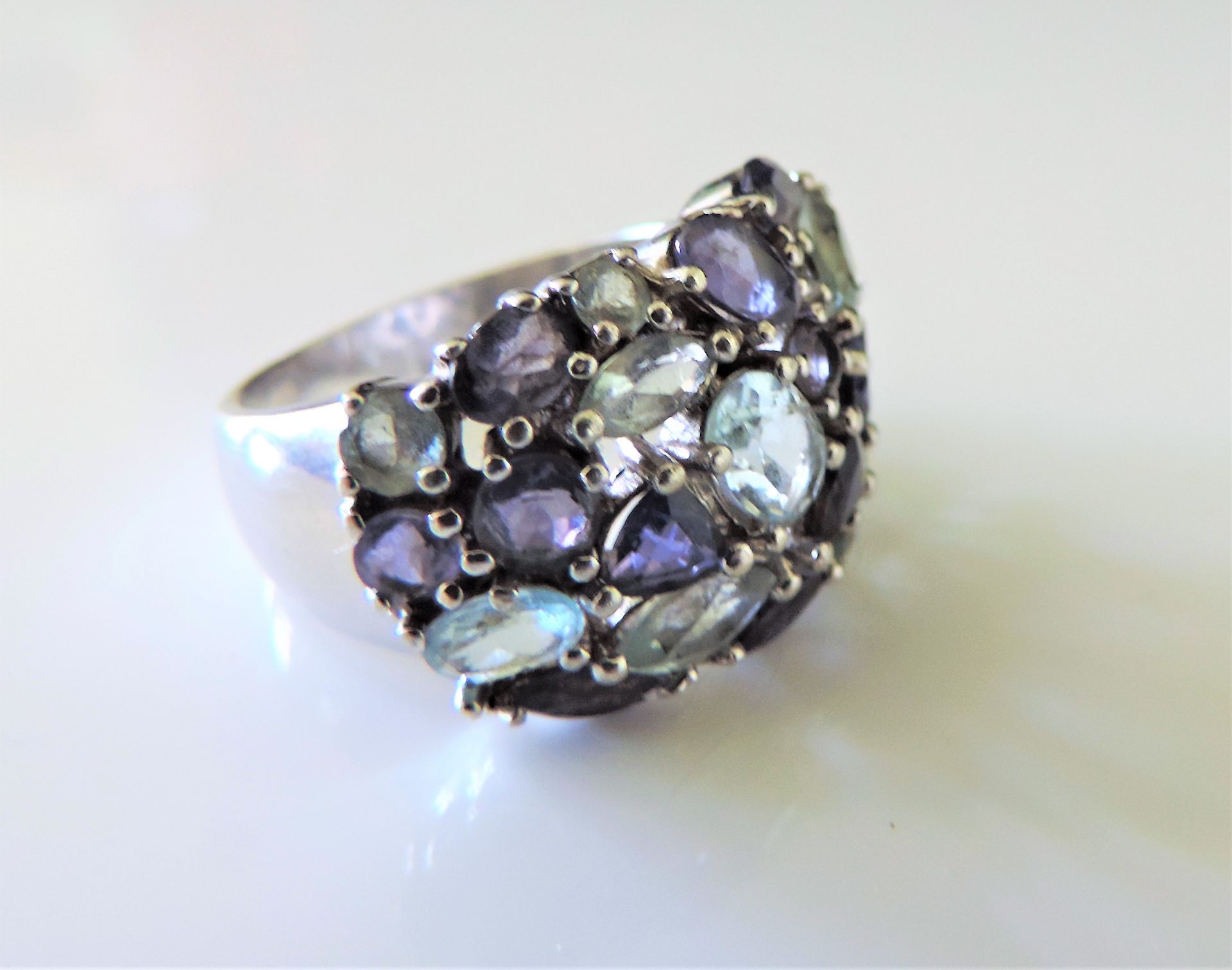 Sterling Silver Tanzanite and Topaz Gemstone Ring - Image 3 of 5