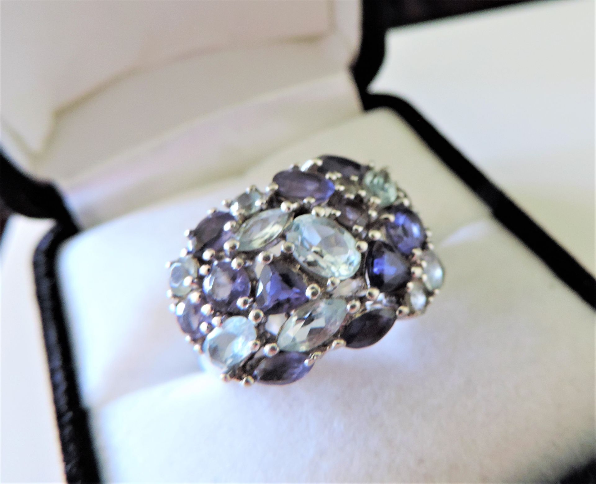 Sterling Silver Tanzanite and Topaz Gemstone Ring - Image 2 of 5
