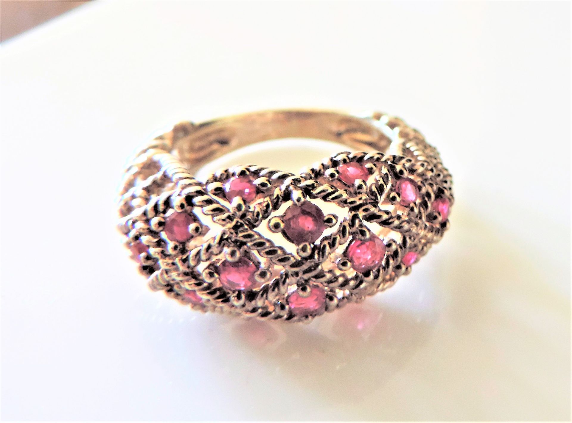 Gold on Sterling Silver Ruby Ring - Image 3 of 4