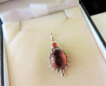 Sterling Silver Amber Pendant Necklace