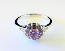 Sterling Silver Pink and White Topaz Gemstone Ring