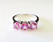 Sterling Silver 1.8 ct Pink Sapphire Ring
