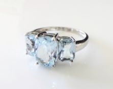 Sterling Silver 2.55 ct Aquamarine Gemstone Ring