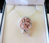 Sterling Silver Mother of Pearl Filigree Pendant Necklace