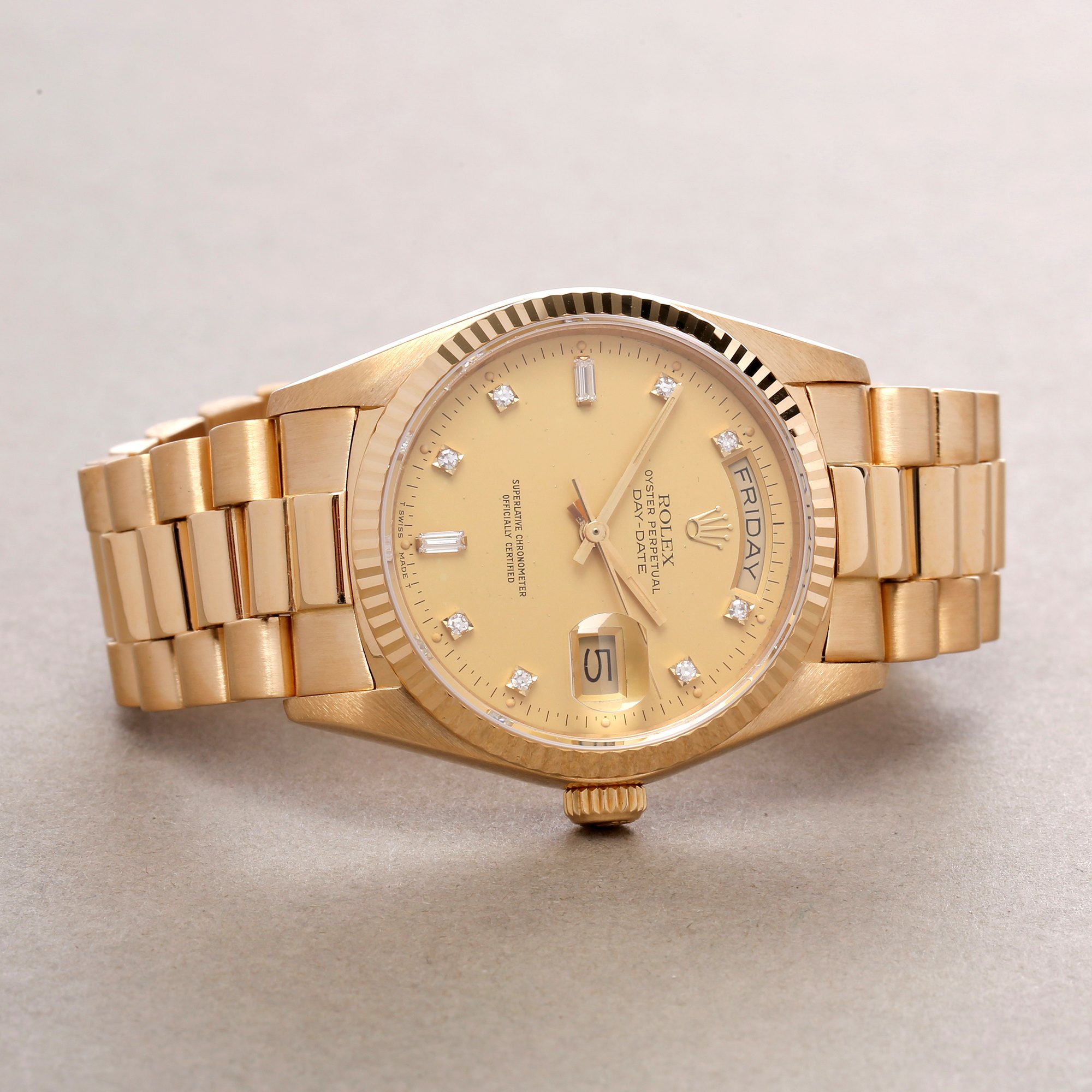 Rolex Day-Date 36 18038A Unisex Yellow Gold Diamond Dial Watch - Image 9 of 10