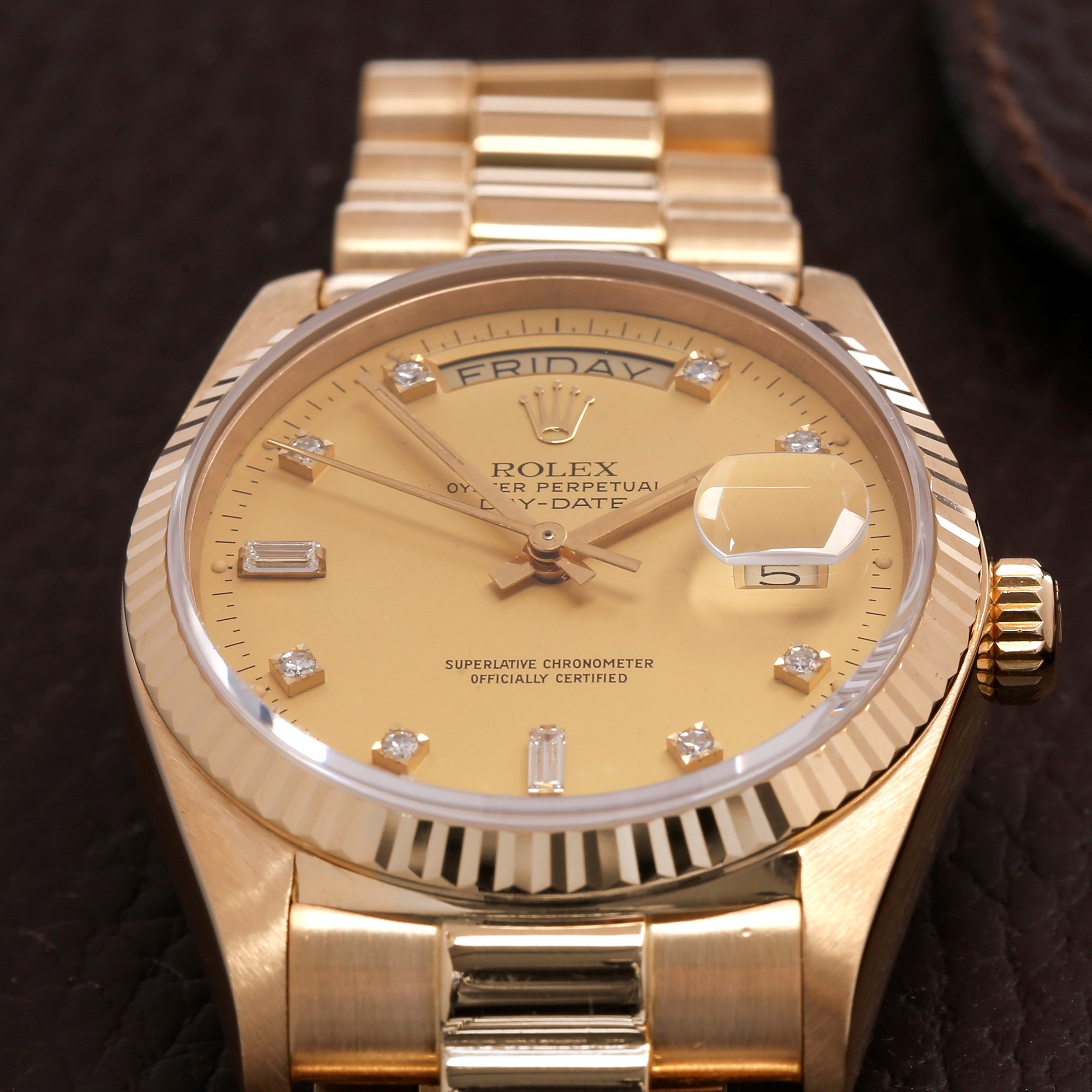 Rolex Day-Date 36 18038A Unisex Yellow Gold Diamond Dial Watch - Image 5 of 10