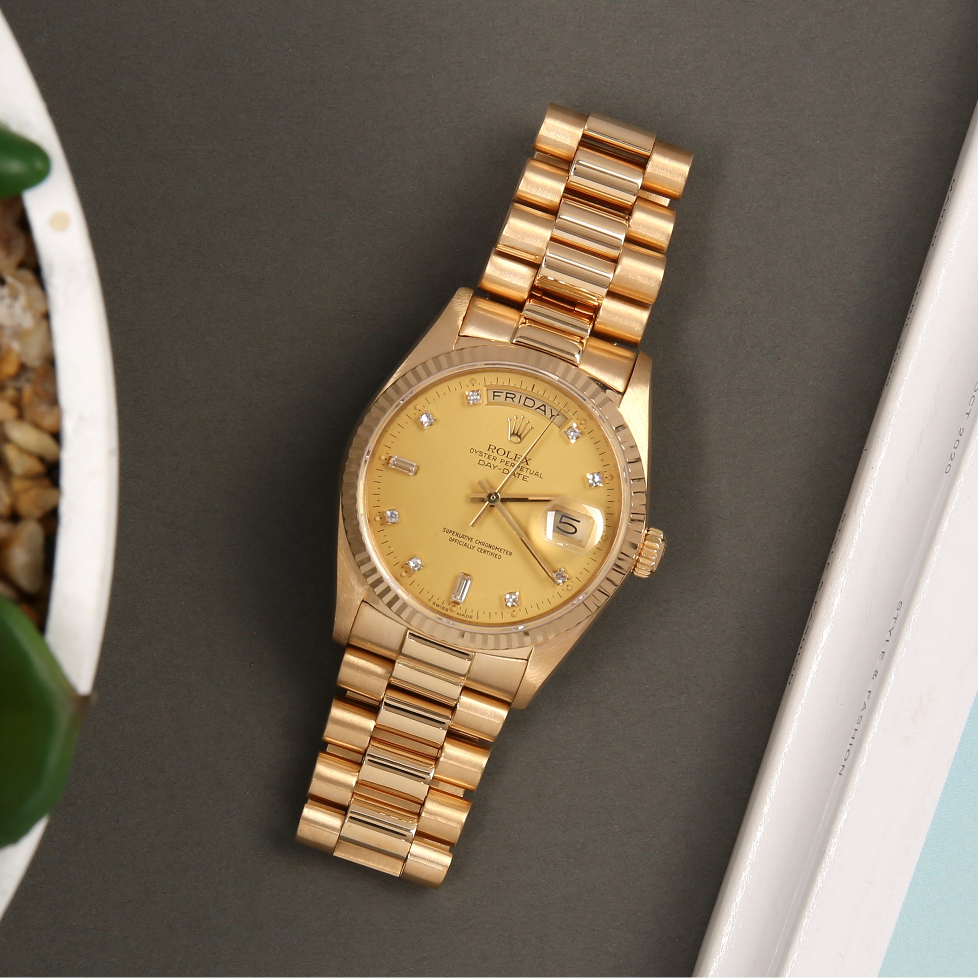 Rolex Day-Date 36 18038A Unisex Yellow Gold Diamond Dial Watch - Image 6 of 10