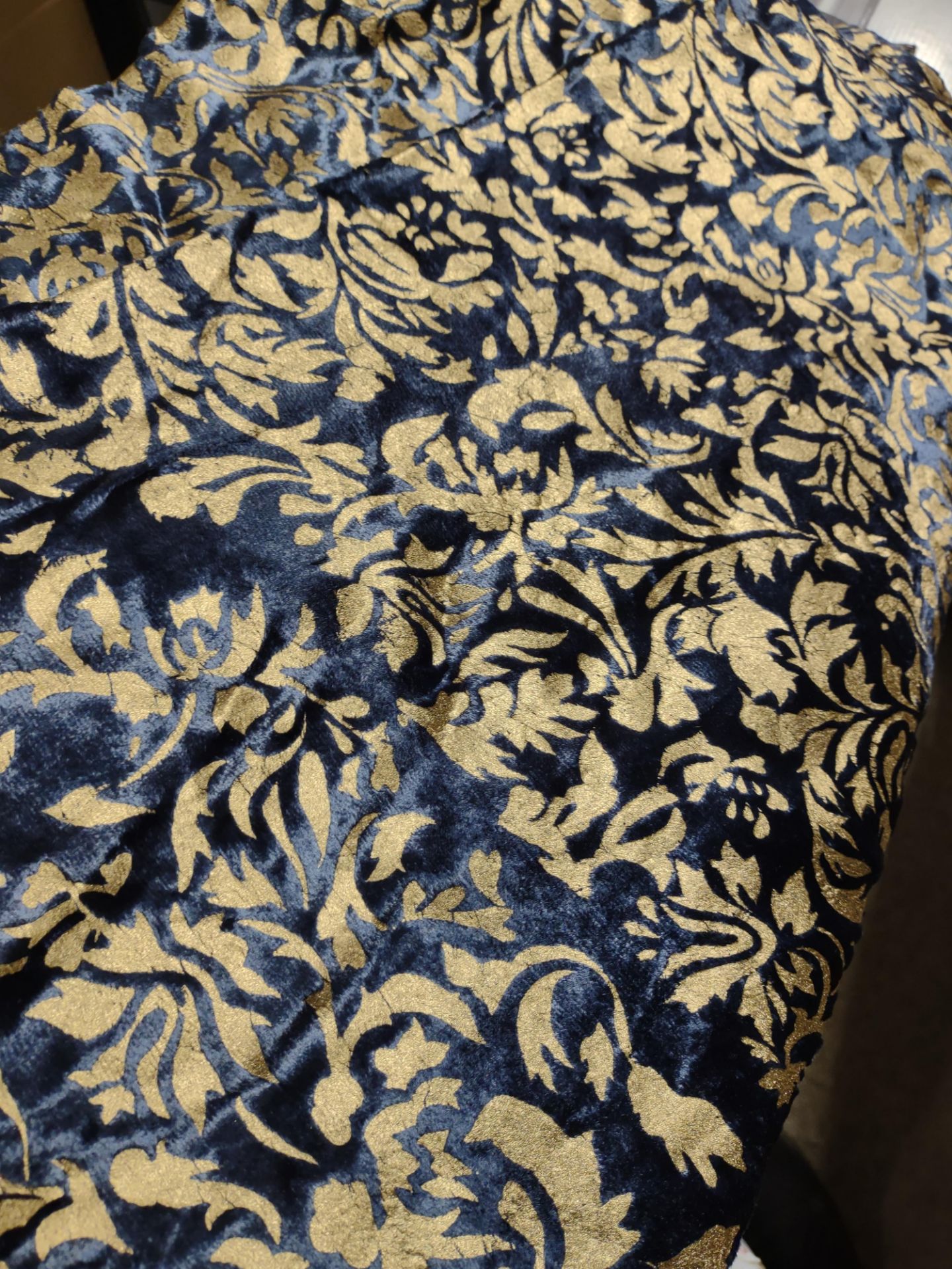 3 x gold and blue floral bed runners with tassles RRP £60 Grade B