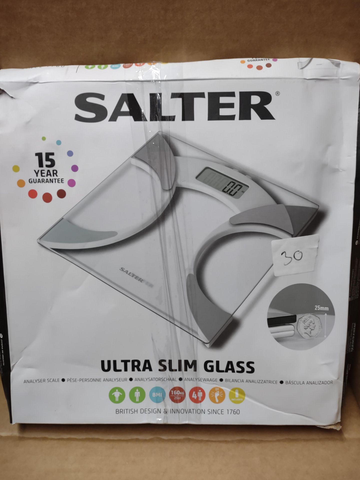 Salter ultra slim glass scales- RRP £20 Grade U