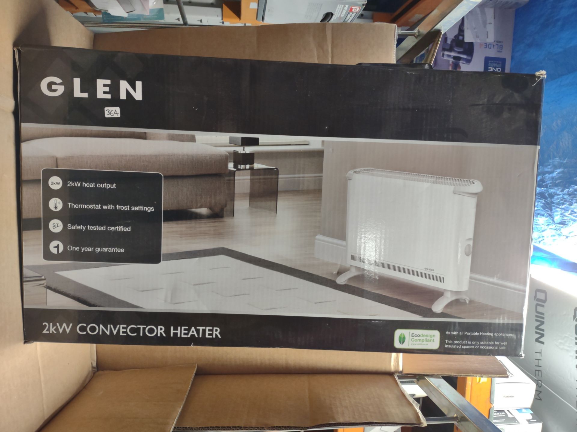 Glen 2kw convector heater RRP £30 Grade U