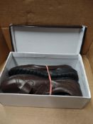 Pair of brown professional/school shoes with velcro -RRP £10 Grade U
