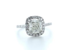 18k White Gold Single Stone With Halo Setting Ring 2.63 (2.13) Carats