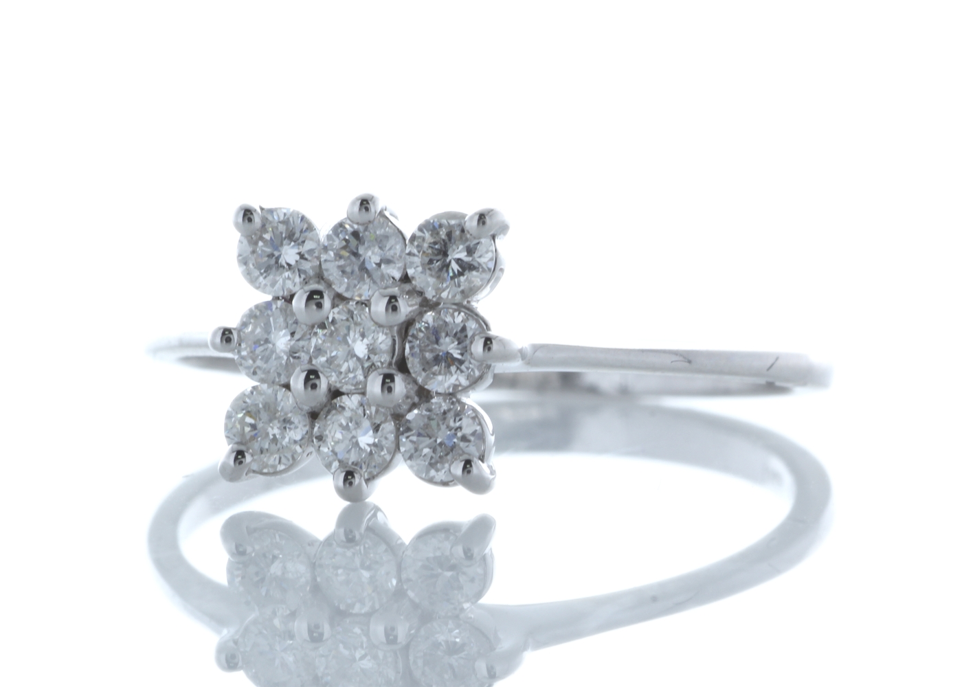 18k White Gold Fancy Cluster Diamond Ring 0.45 Carats - Image 2 of 4
