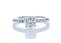 18k White Gold Stone Set Shoulders Diamond Ring 0.90 Carats