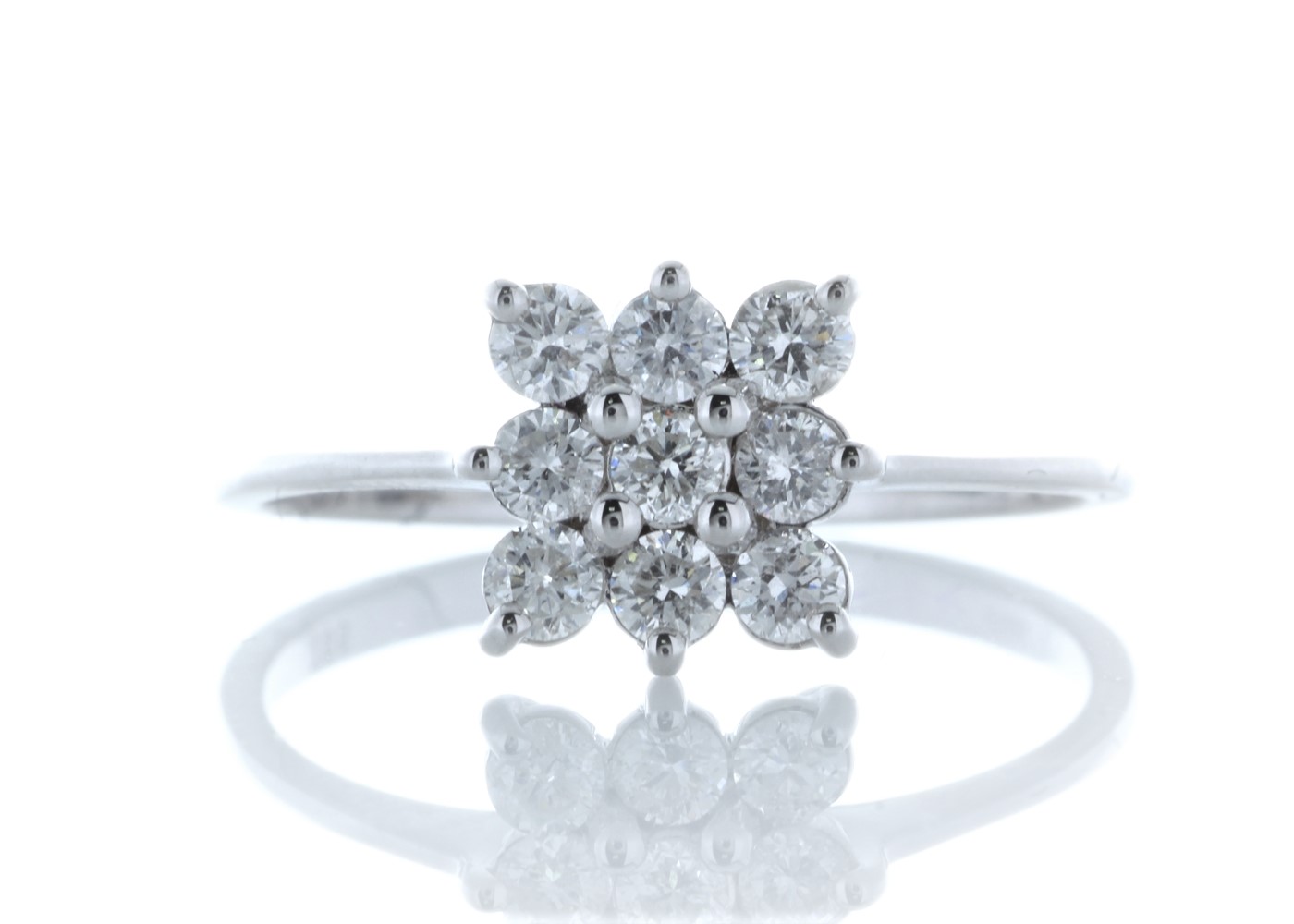 18k White Gold Fancy Cluster Diamond Ring 0.45 Carats