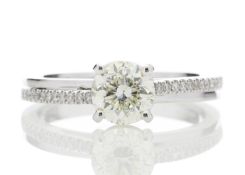 18k White Gold Stone Set Shoulders Diamond Ring 1.11 Carats