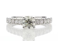 18k White Gold Diamond Ring With Stone Set Shoulders 0.61 Carats