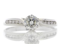 18k White Gold Diamond Ring With Stone Set shoulders 0.61 Carats