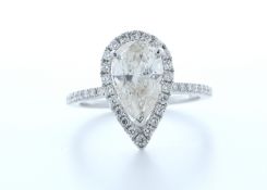 18k White Gold Single Stone With Halo Setting Ring 2.54 (2.04) Carats