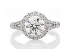 18k White Gold Halo Set Diamond Ring 1.98 Carats