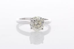 18k White Gold Single Stone Prong Set Diamond Ring 2.02 Carats