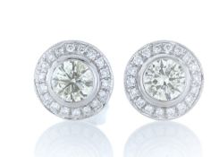 18k White Gold Halo Set Diamond Earrings 1.20 Carats