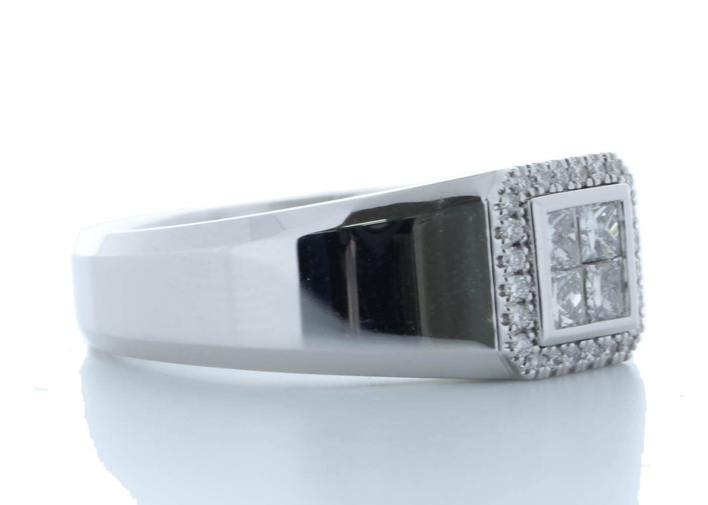 18k White Gold Single Stone with halo Illusion Set Diamond Ring 0.50 Carats - Image 4 of 4