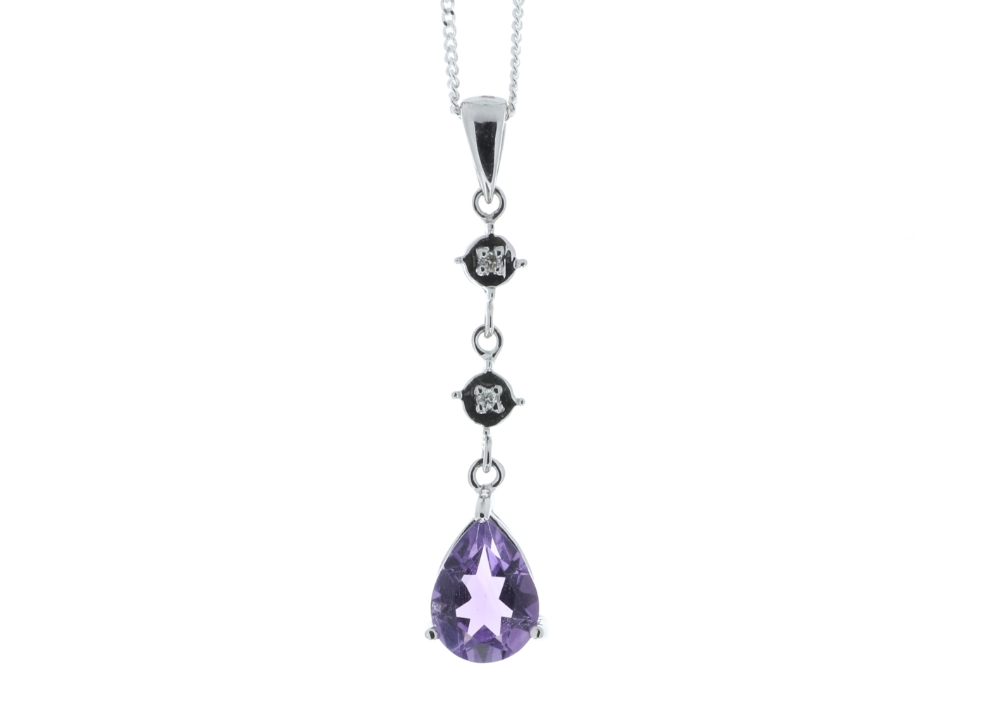 9ct White Gold Amethyst And Diamond Pendant