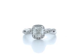 18k White Gold Cushion Cut Diamond Ring 1.03 (0.71) Carats