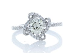 18k White Gold Halo Set Ring 0.96 Carats