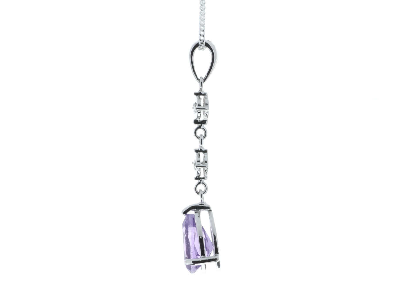 9ct White Gold Amethyst And Diamond Pendant - Image 3 of 5