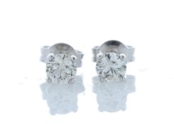 18k White Gold Wire Set Diamond Earrings 0.80 Carats
