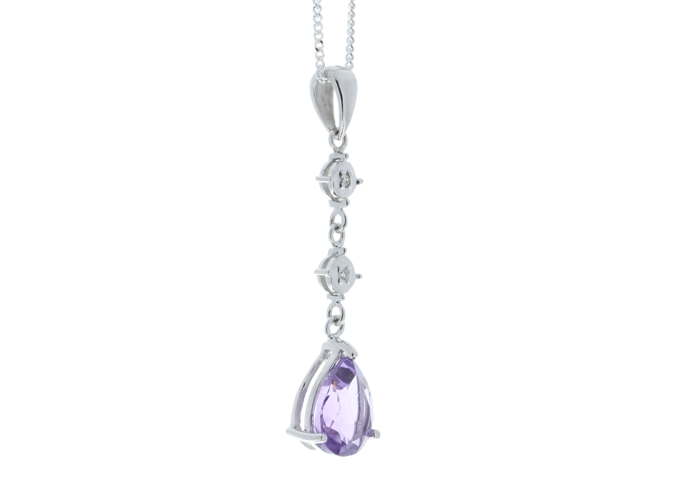 9ct White Gold Amethyst And Diamond Pendant - Image 2 of 5