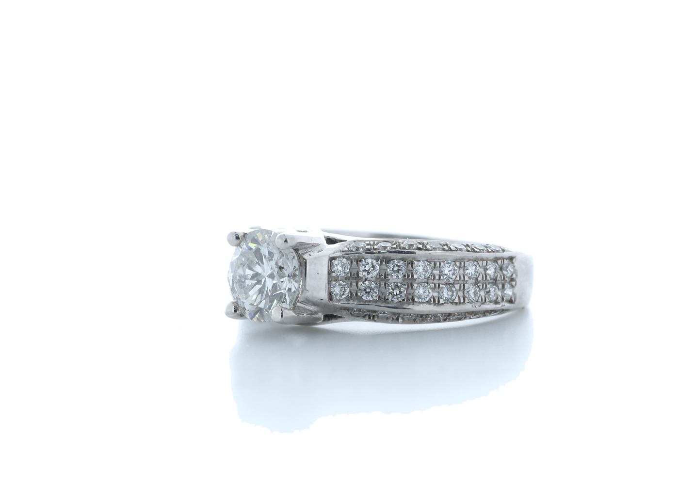 18k White Gold Single Stone Prong Set With Stone Set Shoulders Diamond Ring 1.28 (0.82) Carats - Image 2 of 5