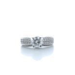 18k White Gold Single Stone Prong Set With Stone Set Shoulders Diamond Ring 1.28 (0.82) Carats