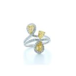18k White Gold Natural Fancy Yellow Diamond Ring 2.48 Carats