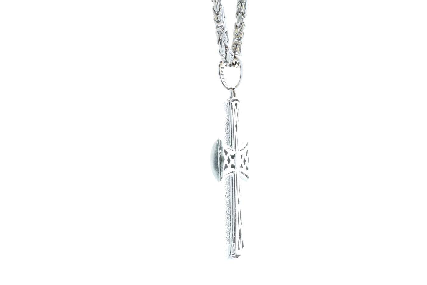 18k White Gold Diamond Cross Pendant and Chain 5.12 Carats Carats - Image 3 of 4