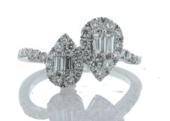 18k White Gold Double Pear Shape Cluster Diamond Ring 0.83 Carats