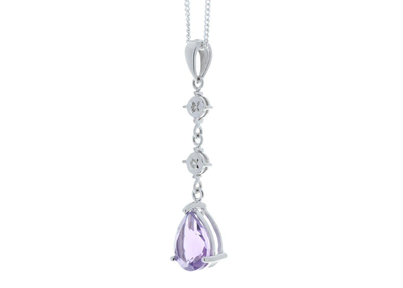 9ct White Gold Amethyst And Diamond Pendant - Image 4 of 5