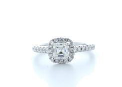 18k White Gold Flawless Asscher Cut Diamond Ring 1.00 (0.71) Carats