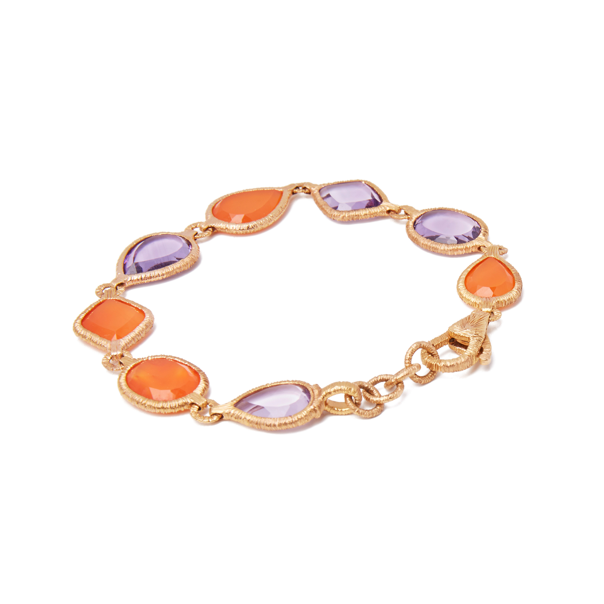 Unbranded 18ct Yellow Gold Carnelian and Amethyst Bracelet - Image 6 of 7