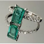 1.13 Carats Zambian Emerald Natural Diamonds & 18k White Gold