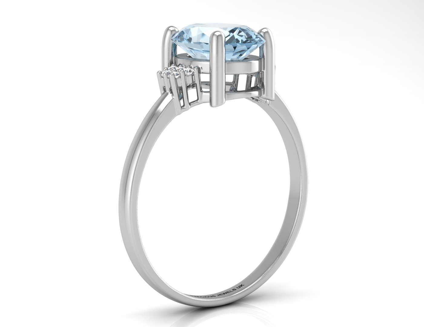 9ct White Gold Diamond And Blue Topaz Ring - Image 2 of 4