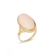 Unbranded 18ct Yellow Gold Pink Coral Ring
