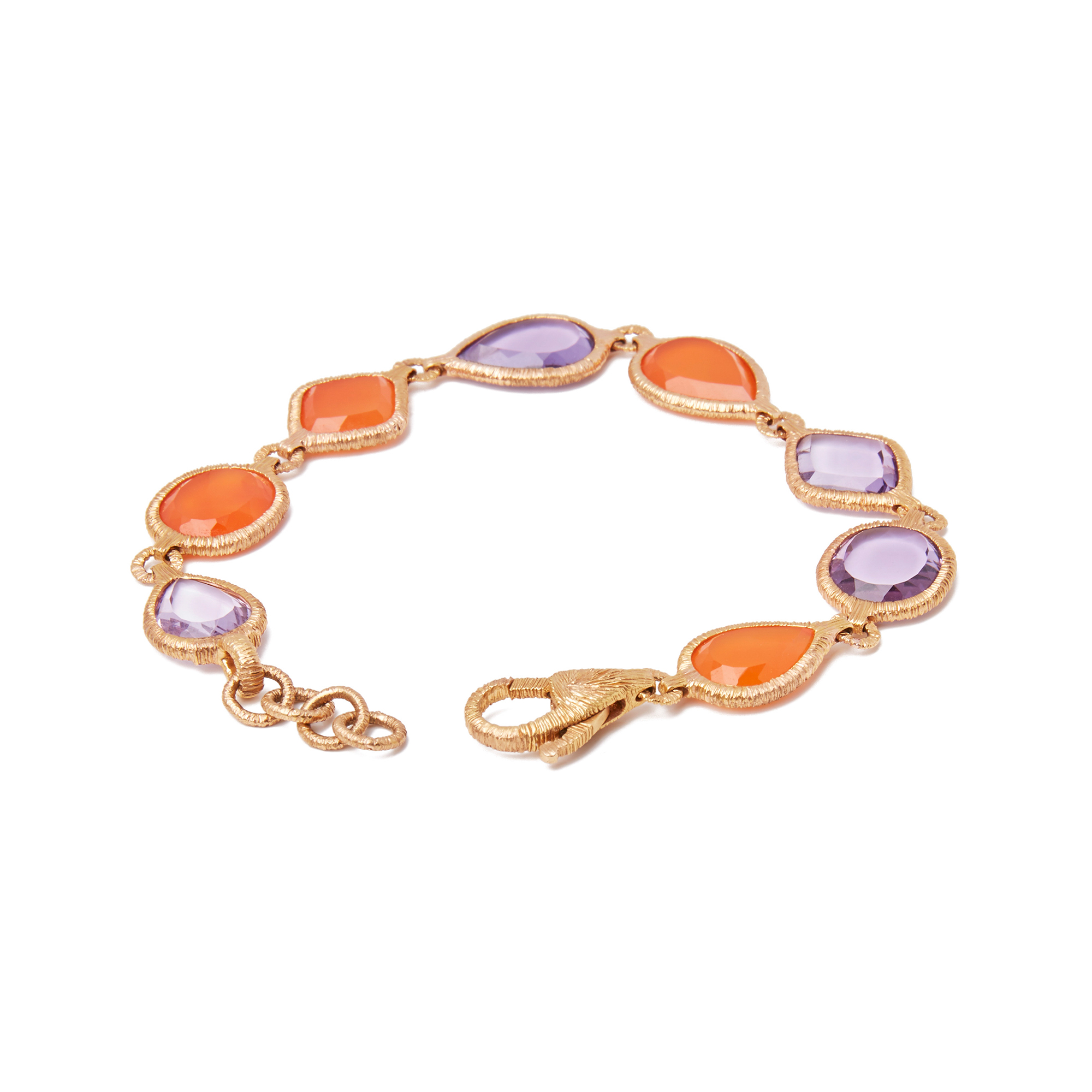 Unbranded 18ct Yellow Gold Carnelian and Amethyst Bracelet - Image 5 of 7