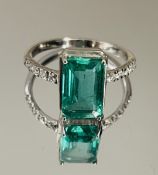 2.49 Cts Zambian Emerald With Natural Diamonds & 18k White Gold