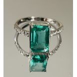 2.49 Cts Zambian Emerald With Natural Diamonds & 18k White Gold