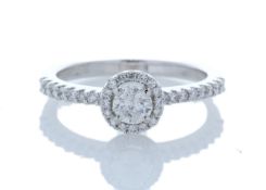 18ct White Gold Halo Set Ring 0.63 Carats